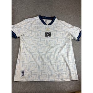 Umbro El Salvador Soccer Jersey Mens White Blue AOP Short Sleeve Sportswear 2XL